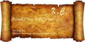 Kovács Círus névjegykártya